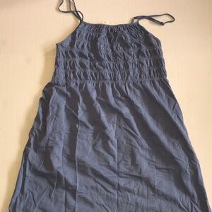 Grade & Gather Navy Blue Smocked Bodice Cotton Dress - Size M